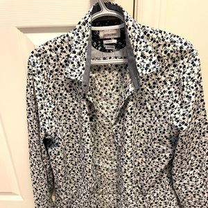 Denim and Flower Dress Shirt